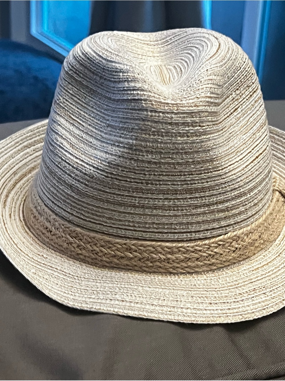 D&Y Beige Straw Fedora with Braided Band